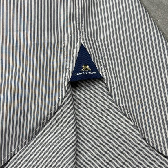 Samuelsohn Thomas Mason Dress Shirt French Cuffs Italy Striped 17 1/2 XL - Picture 7 of 12